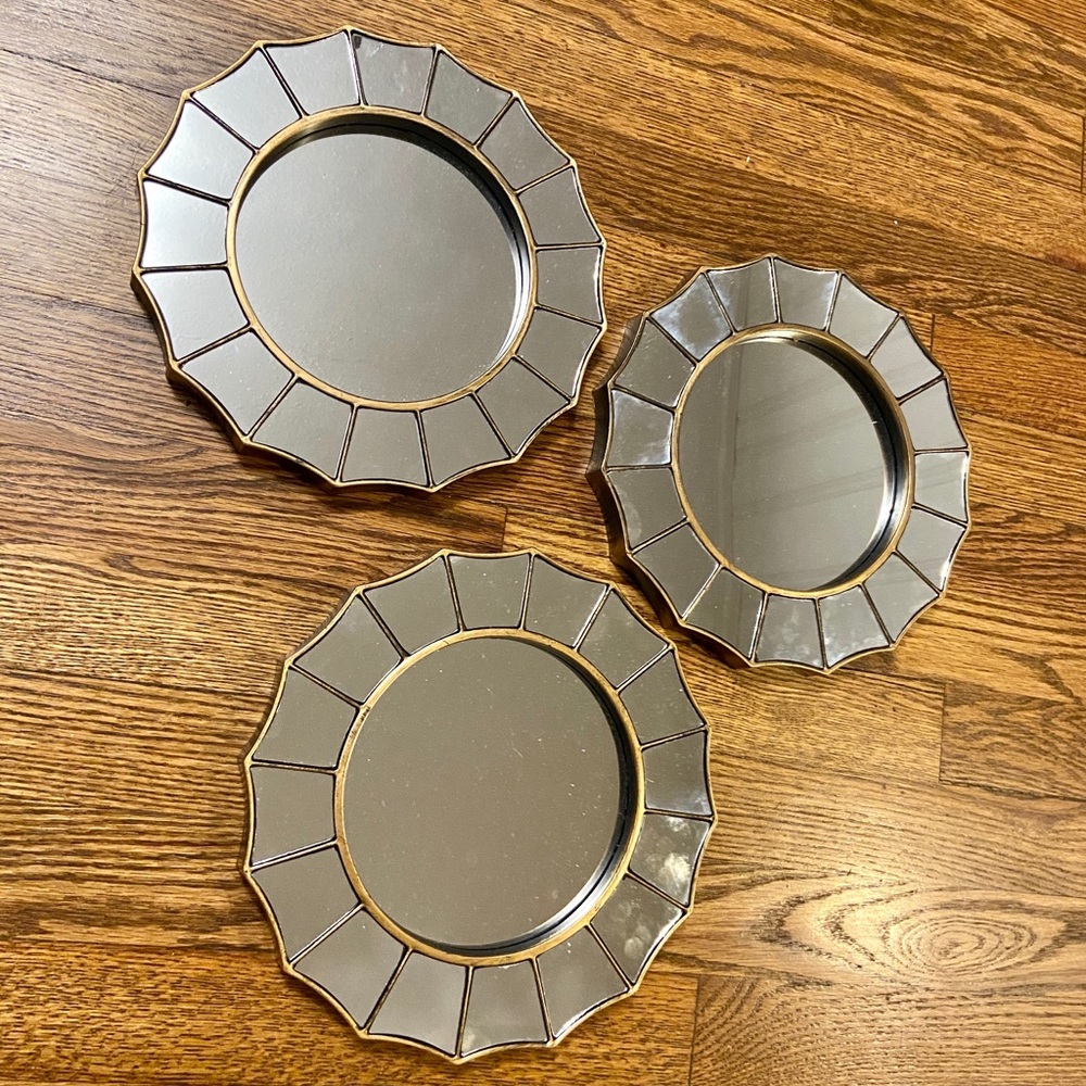 Set of 3 Brass/Gold Mirrors